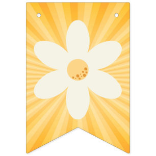 Retro Daisy Sunburst Yellow Bunting Flags