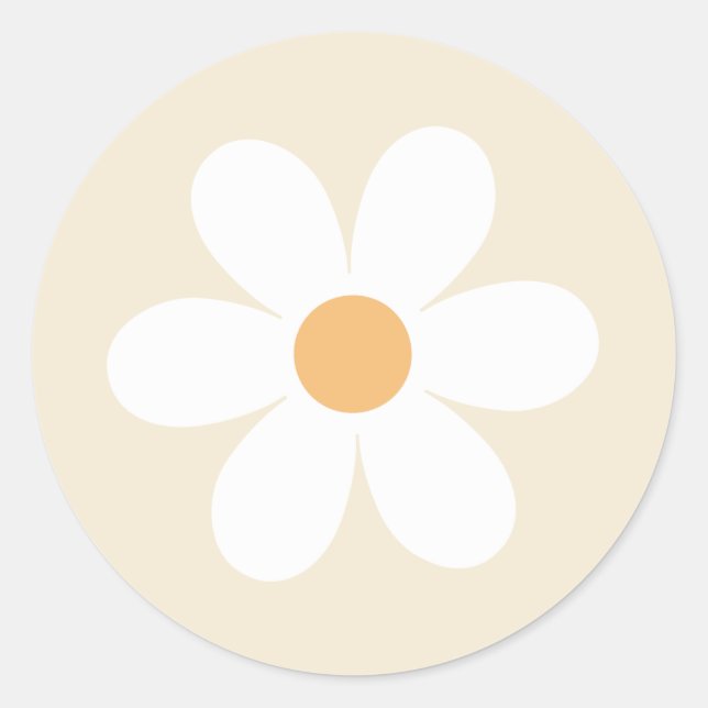 Retro daisy tan boho classic round sticker (Front)