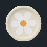 Retro daisy tan boho paper plate<br><div class="desc">Retro inspired first birthday plates with 70's style daisies and boho fonts and colours.</div>