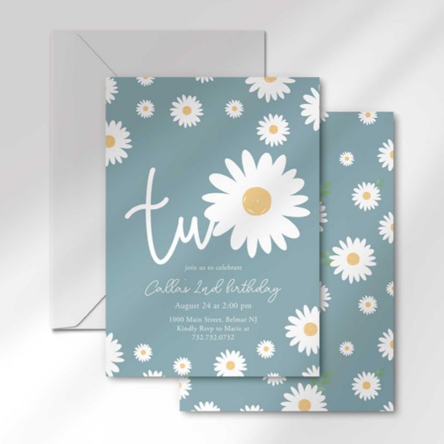 Retro Daisy Two Groovy Second Birthday Invitation (Creator Uploaded)