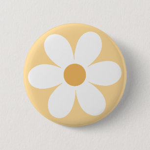 Retro daisy yellow boho 2 inch round button
