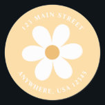 Retro daisy yellow boho return address label<br><div class="desc">Retro inspired first birthday return address labels with 70's style daisies and boho fonts and colours.</div>