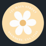 Retro daisy yellow boho return address label<br><div class="desc">Retro inspired first birthday return address labels with 70's style daisies and boho fonts and colours.</div>