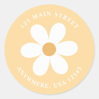 Retro daisy yellow boho return address label