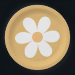 Retro Daisy yellow Paper Plates<br><div class="desc">Groovy One Retro Sunshine Rainbow Daisy inspired first birthday party plates.</div>