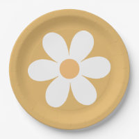 Retro Daisy yellow Paper Plates