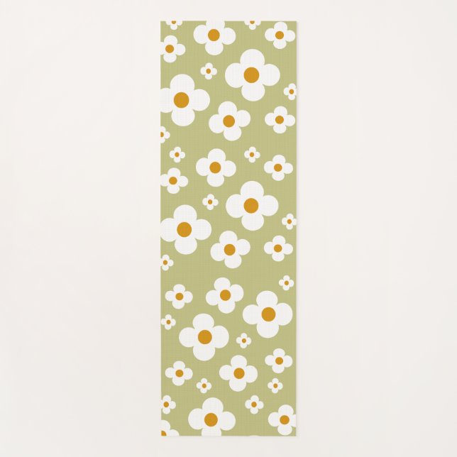 Retro Daisy Yoga Mat Custom (Front)