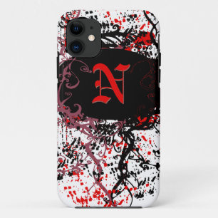 Retro Damask Pattern with Monogram Letter N iPhone 11 Case