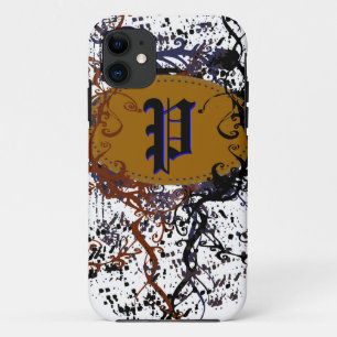 Retro Damask Pattern with Monogram Letter P iPhone 11 Case