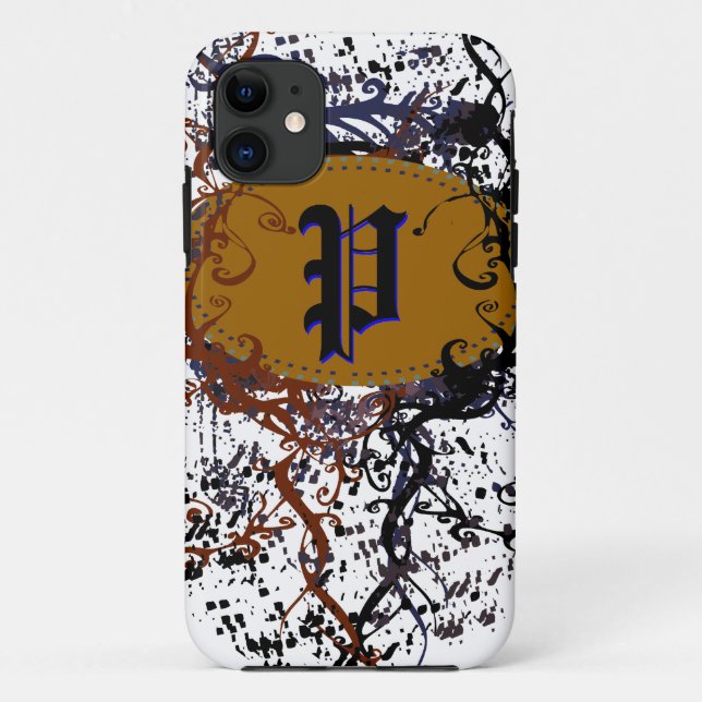 Retro Damask Pattern with Monogram Letter P Case-Mate iPhone Case (Back)