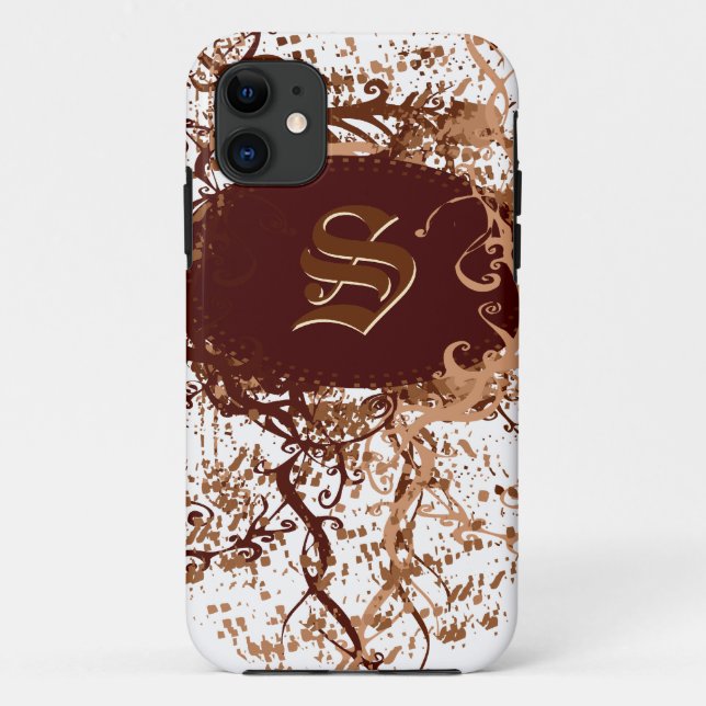 Retro Damask Pattern with Monogram Letter S Case-Mate iPhone Case (Back)