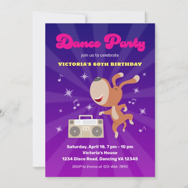 Retro Dance Disco Milestone 60th Birthday Party Invitation (Front)