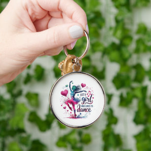 Retro Dance Just A Girl Who Loves to Dance Keychain