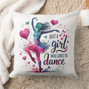 Retro Dance Just A Girl Who Loves to Dance Throw Pillow