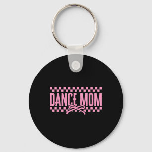 Retro Dance Mom Coquette Bow Chequered Dance Mama Keychain