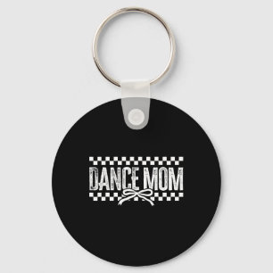 Retro Dance Mom Coquette Bow Chequered Dance Mama Keychain
