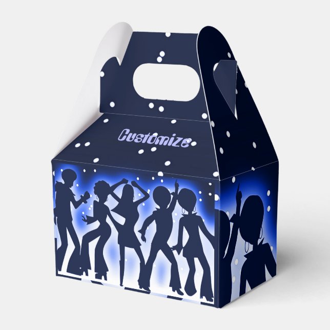 Retro Dance Party Blue Gable Favor Box (Front Side)