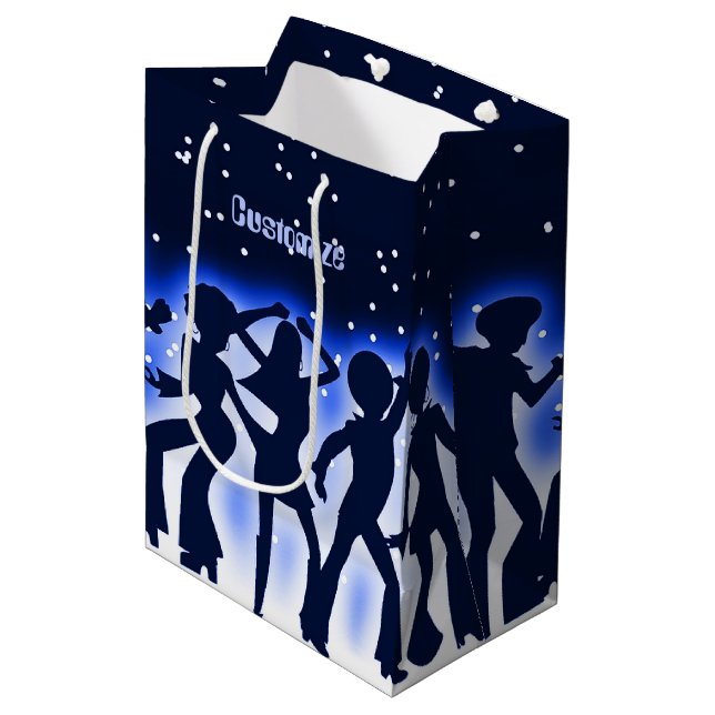 Retro Dance Party Blue Medium Gift Bag (Front Angled)