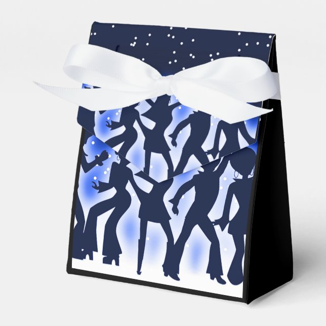 Retro Dance Party Blue Tent Favor Box (Front Side)