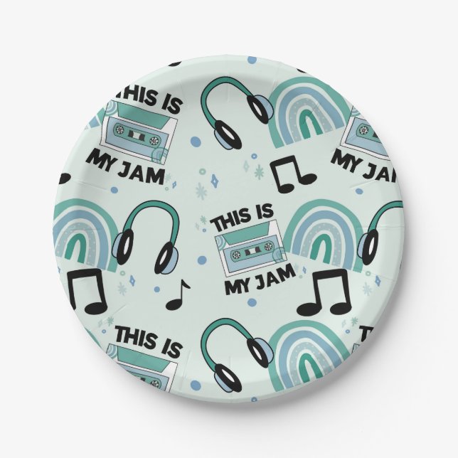 Retro Dance Party Music Pattern  Paper Plate (Front)