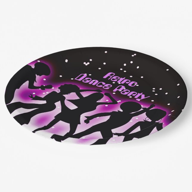 Retro Dance Party Pink  Paper Plate (Angled)