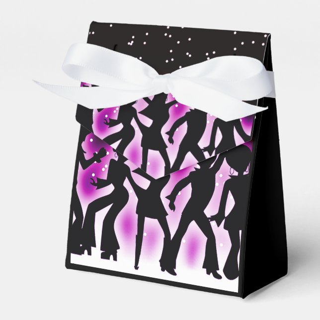 Retro Dance Party Pink Tent Favor Box (Front Side)