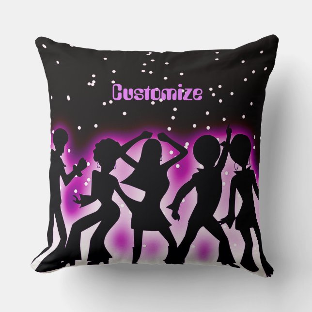 Retro Dance Party Pink  Throw Pillow (Front)
