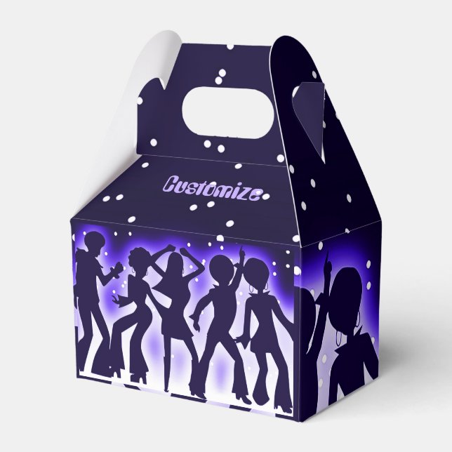 Retro Dance Party Purple Gable Favor Box (Front Side)