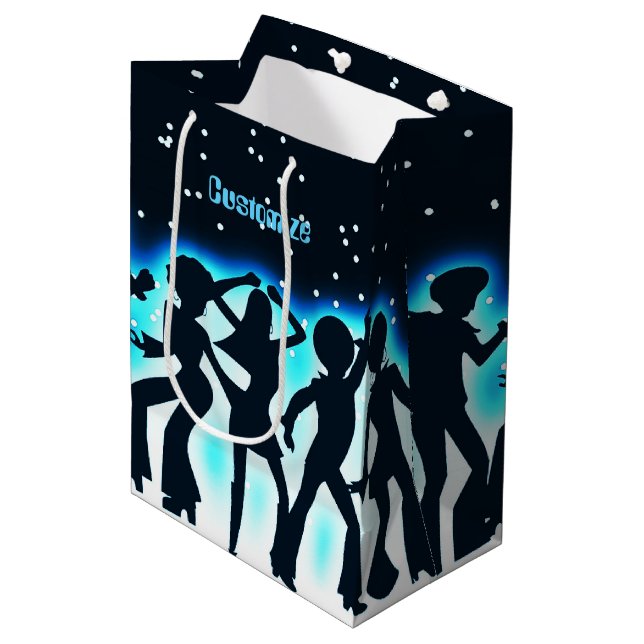 Retro Dance Party Teal Medium Gift Bag (Front Angled)