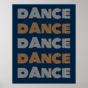 Retro Dance Typography Blue Orange Poster