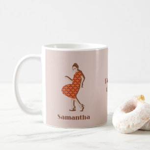 Retro Dancing Queen Orange Custom Name Coffee Mug