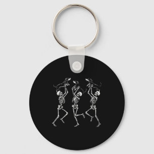 Retro Dancing Skeletons Dachshund Cute Halloween D Keychain