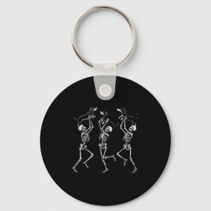 Retro Dancing Skeletons Dachshund Cute Halloween D Keychain