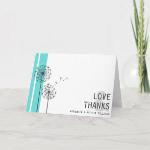 Retro Dandelions Blue Minimalist Thank You