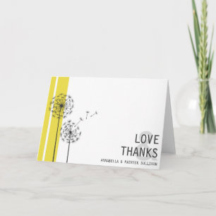 Retro Dandelions Yellow Minimalist Thank You Card