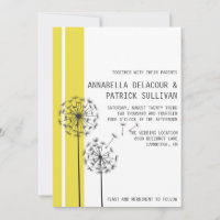 Retro Dandelions Yellow Minimalist Wedding