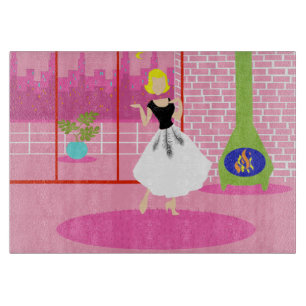 Retro dans la planche à découper rose