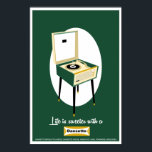 Retro Dansette green record player Pop Art poster<br><div class="desc">Retro Dansette Brunswick green record player Pop Art poster</div>