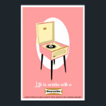 Retro Dansette pink record player Pop Art poster<br><div class="desc">Retro Salmon Pink and Cream Dansette Bermuda record player advert Pop Art poster</div>
