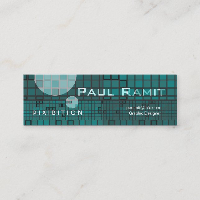 Retro Dark Blue Space Mosaic Hi tech Business Card (Front)