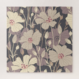 Retro Dark Floral: Seamless Pattern Jigsaw Puzzle
