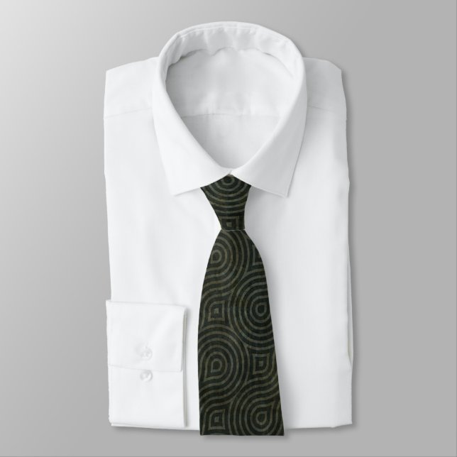 Retro Dark Green Pattern Tie (Tied)