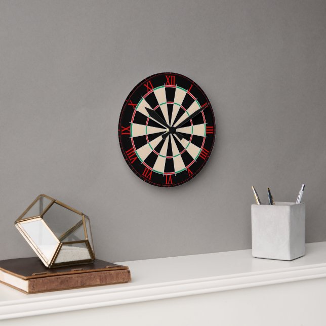 Retro Dartboard Sports Theme Round Clock (Office)