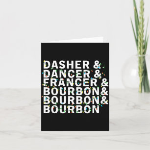 Retro Dasher Dancer Prancer Bourbon Christmas Funn Card