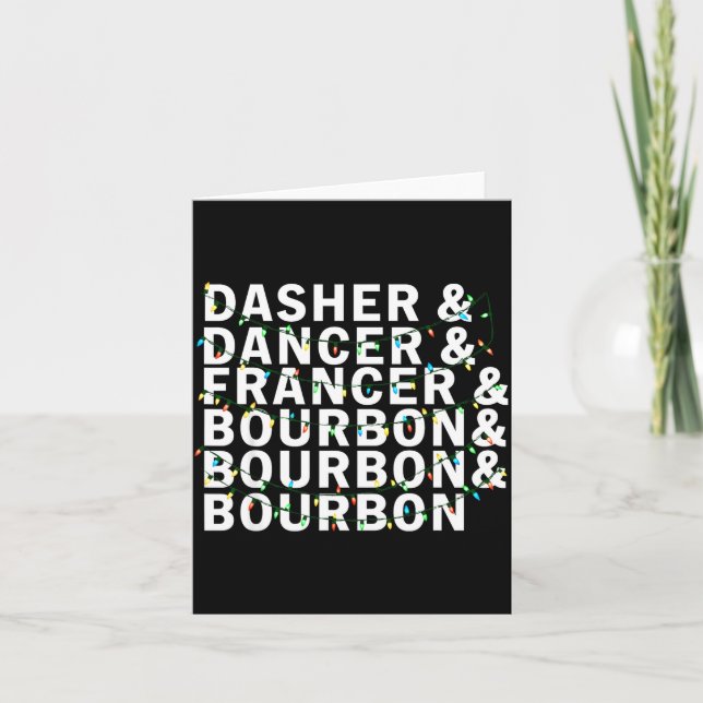 Retro Dasher Dancer Prancer Bourbon Christmas Funn Card (Front)