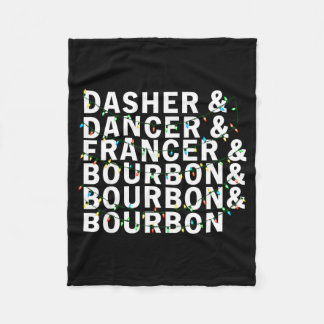 Retro Dasher Dancer Prancer Bourbon Christmas Funn Fleece Blanket