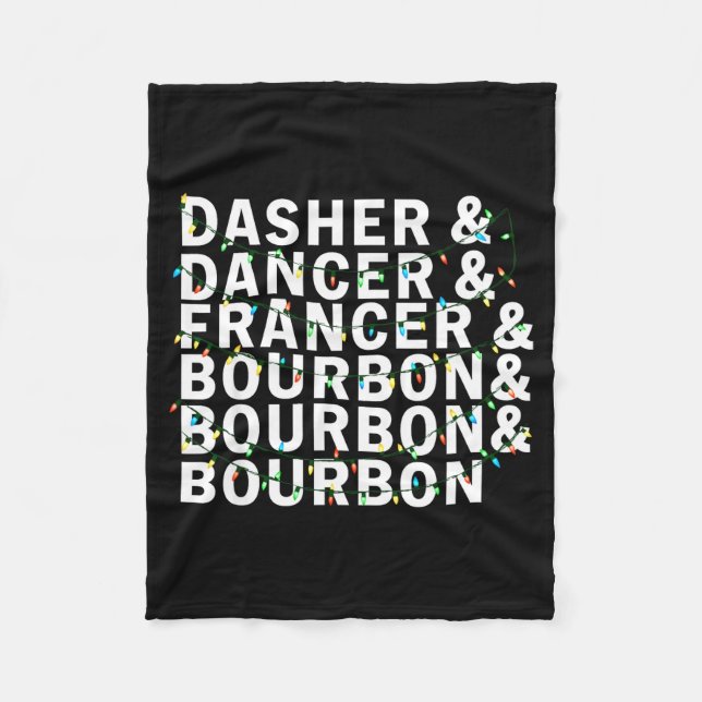 Retro Dasher Dancer Prancer Bourbon Christmas Funn Fleece Blanket (Front)