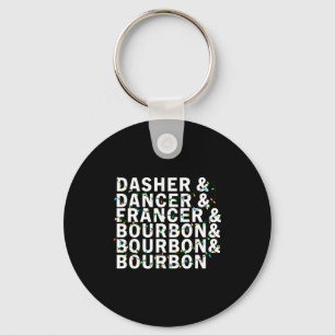 Retro Dasher Dancer Prancer Bourbon Christmas Funn Keychain