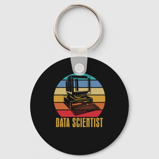 Retro Data Science Vintage Scientist Engineer Keychain (Front)