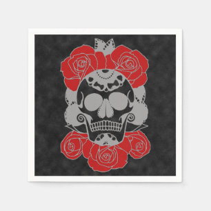 Retro Day of the Dead Grunge Sugar Skull Napkin